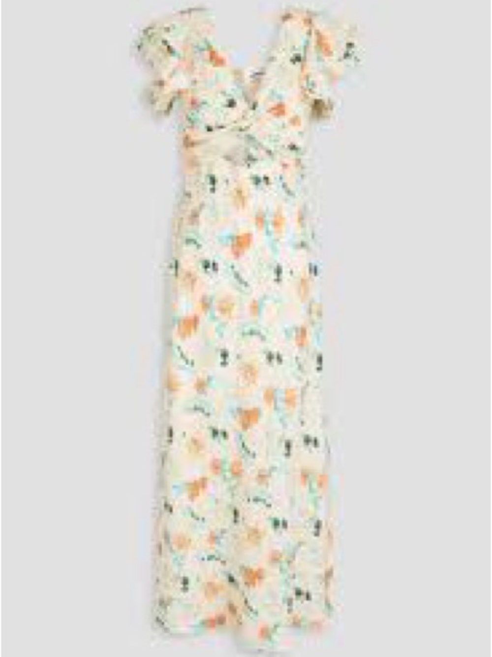 SOLID & STRIPED Cream Floral Wrap Maxi‎ Dress with Peach Accents